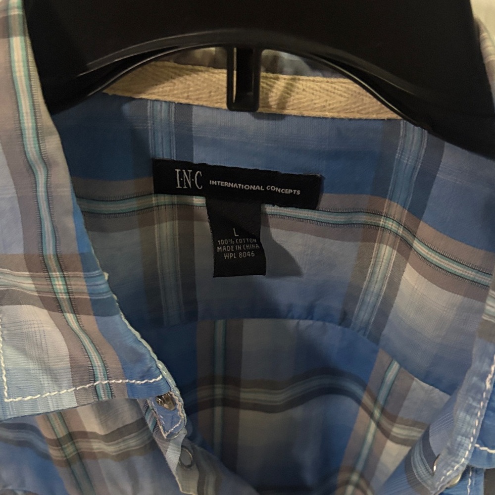 INC International Concepts Plaid Button-Down Shirt - Picture 2 of 6